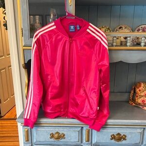 adidas  Pink Track Jacket with White 3-Stripes